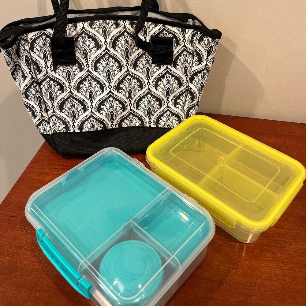 3-Piece Lunch Bag Kit with 2 Bento Style Lunch Containers